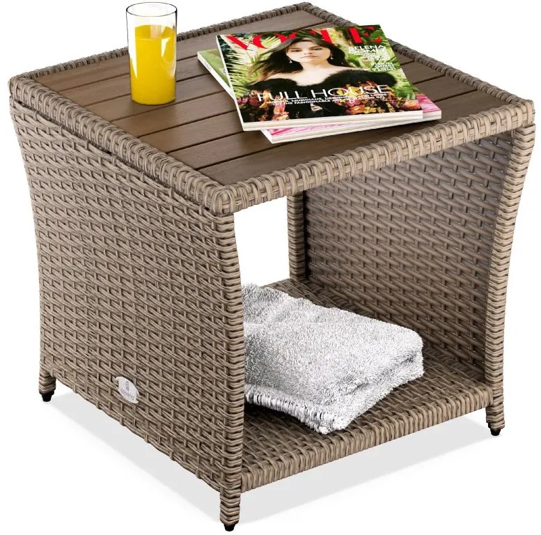 Deuba Rattan asztalka 40x45x45 cm - bézs