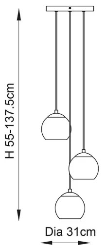 Endon 91971 - Kábeles csillár DIMPLE 3xE14/25W/230V arany/füstös bézs