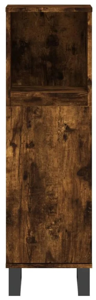 füstös tölgy színű szerelt fa fürdőszobaszekrény 30x30x100 cm