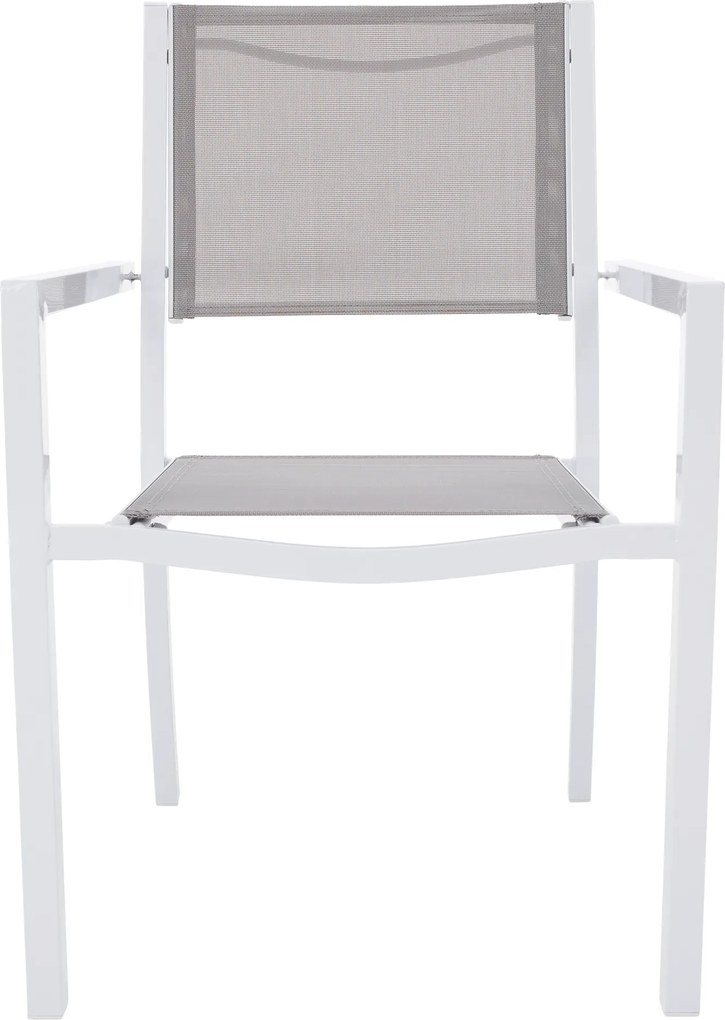Kerti rakásolható szék, fehér acél/világosszürke, DORIO