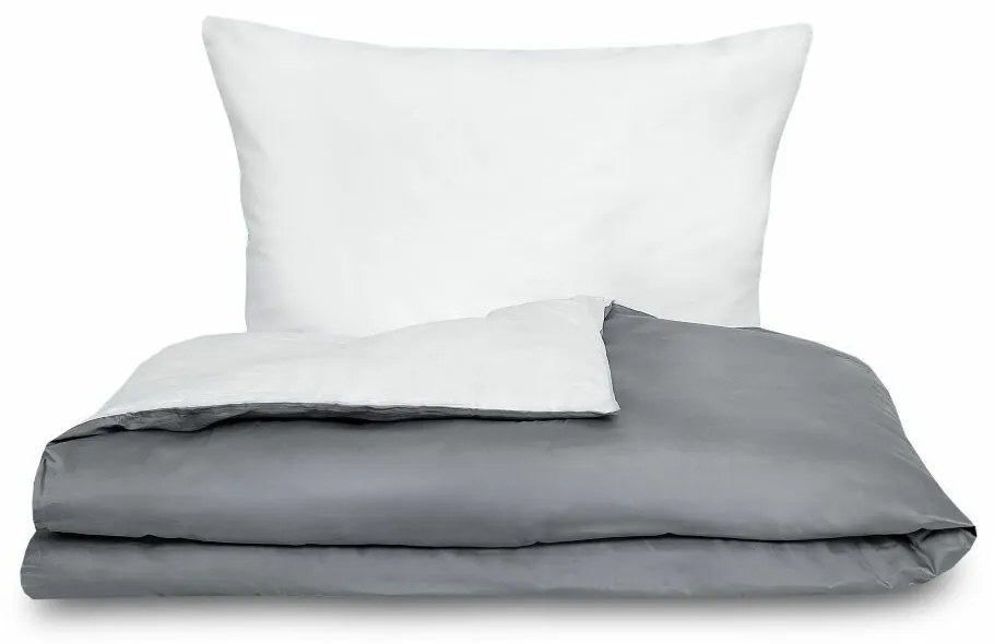 Luxury Collection szatén ágynemű, fehér/sötétszürke, 200 x 200 cm, 2 ks 70 x 90 cm