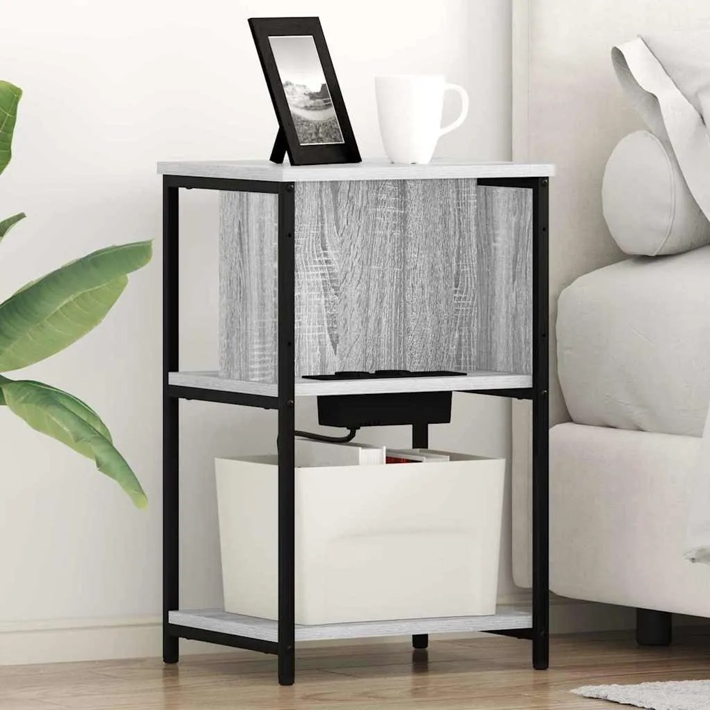 Éjjeliszekrény 2 pcs Szürke sonoma 38 x 31 x 61 cm Faanyag