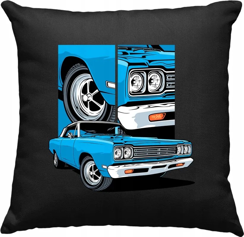 Retro autós párna Road Runner fekete