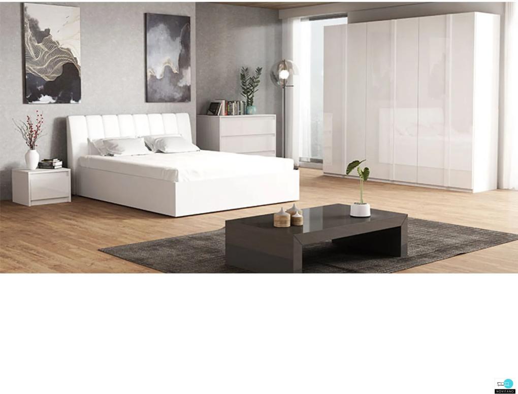 Hálószoba garnitúra, fehér/extra magasfényű HG, ITALIA NEW