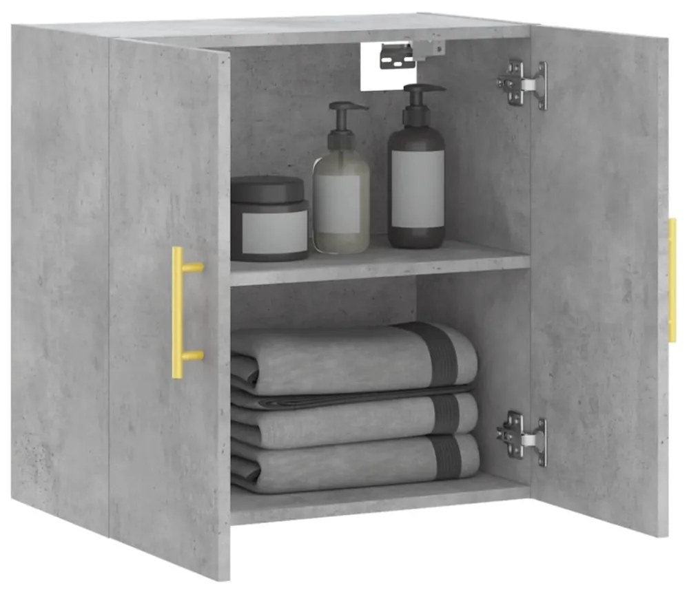 betonszürke szerelt fa faliszekrény 60 x 31 x 60 cm