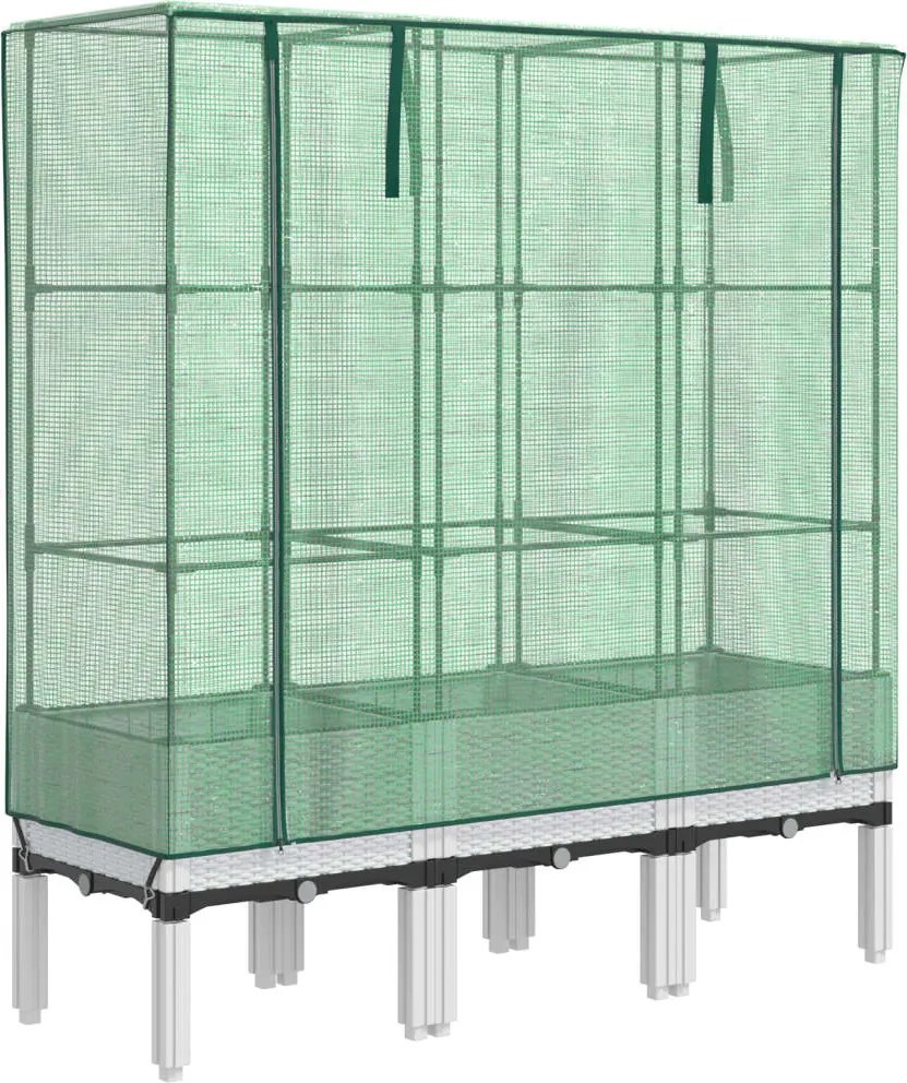 vidaXL rattan megjelenésű magaságyás melegháztakaróval 120x40x140 cm