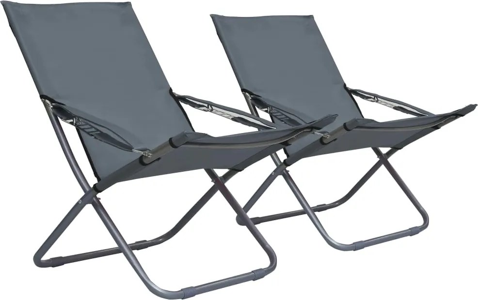 vidaXL 2 db összecsukható szürke szövet strandszék
