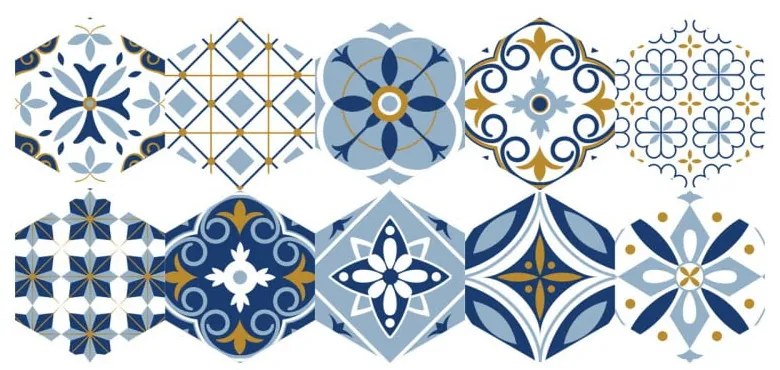 Hexagons Jelilna 10 db-os matrica szett padlóra, 20 x 18 cm - Ambiance