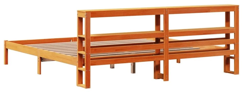 vidaXL viaszbarna tömör fenyőfa ágykeret fejtámlával 180 x 200 cm