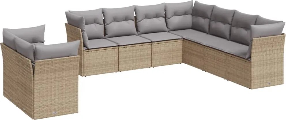 vidaXL 9 részes bézs polyrattan kerti ülőgarnitúra párnákkal