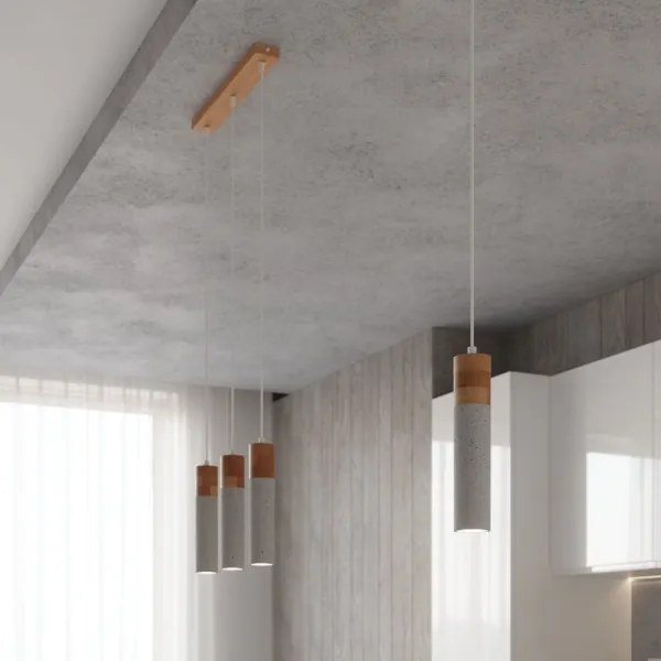 Sollux SL.0965 - Csillár zsinóron ZANE 1xGU10/40W/230V beton/fa