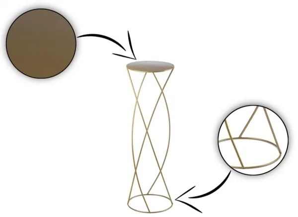 Virágállvány 70x22,5 cm arany színben