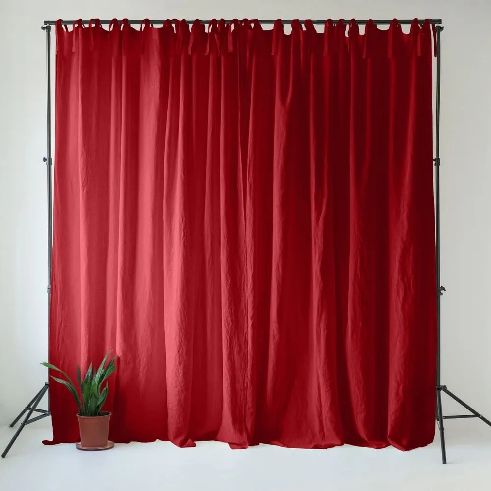 Piros len függöny 140x170 cm Lava Falls – Linen Tales