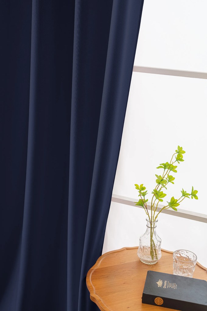 Függöny OXFORD LIGHT 140x250 cm, sötétkék Felfüggesztés: Fém gyűrűk