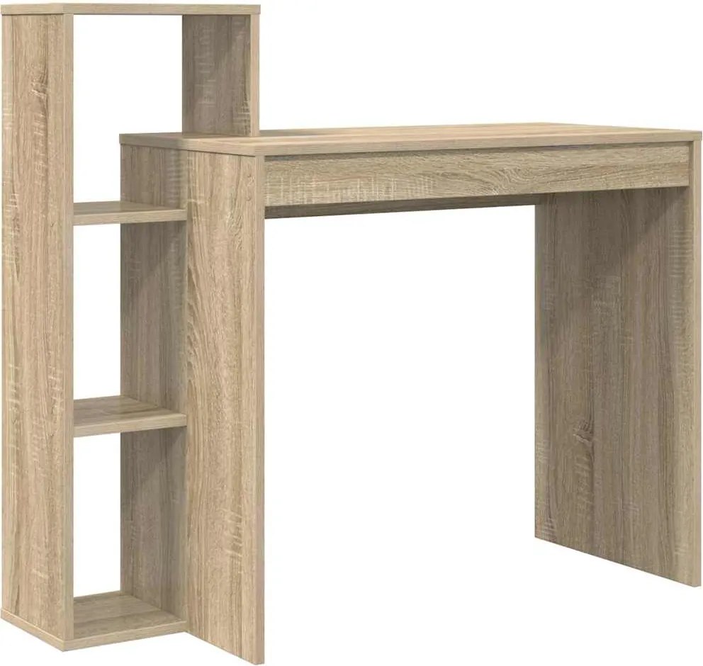 vidaXL Asztal polcokkal Sonoma tölgy 100 x 40 x 90 cm Faanyag