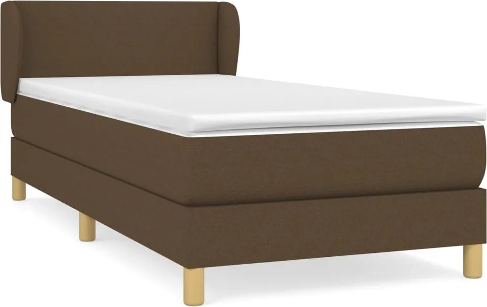 vidaXL sötétbarna szövet rugós ágy matraccal 80 x 200 cm