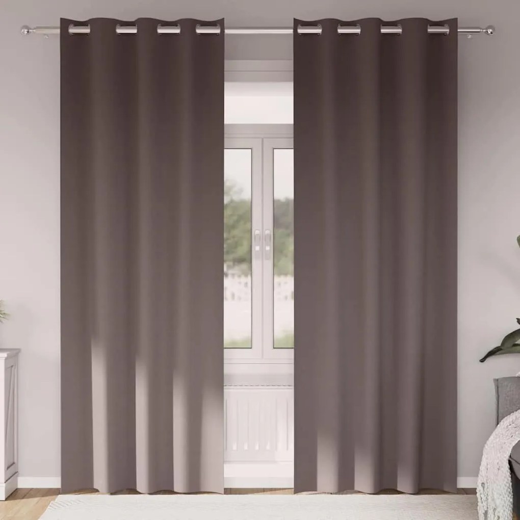 Függönyök függönyökkel 2 pcs sötétbarna 225x140cm Poliészter