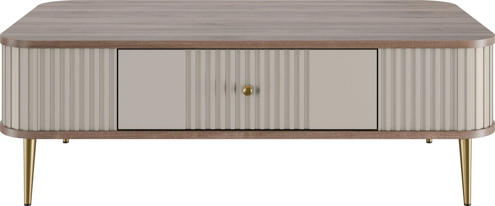 Vesper dohányzóasztal 103x60 cm fiókkal - kasmír / dió / arany lábak