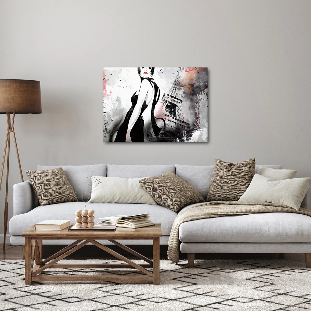 Kép - A hölgy és az Eiffel-torony (70x50 cm)