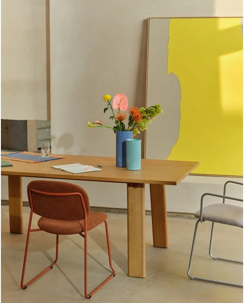 Bővíthető étkezőasztal tölgyfa dekoros asztallappal, hosszabbító asztallappal 95x200 cm Arlen – Kave Home