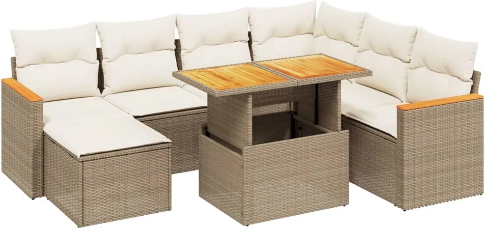 vidaXL 8 részes bézs polyrattan kerti ülőgarnitúra párnával