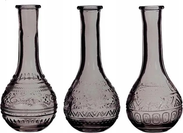 Üveg váza gyertyatartó 15,8 cm üveg szürke