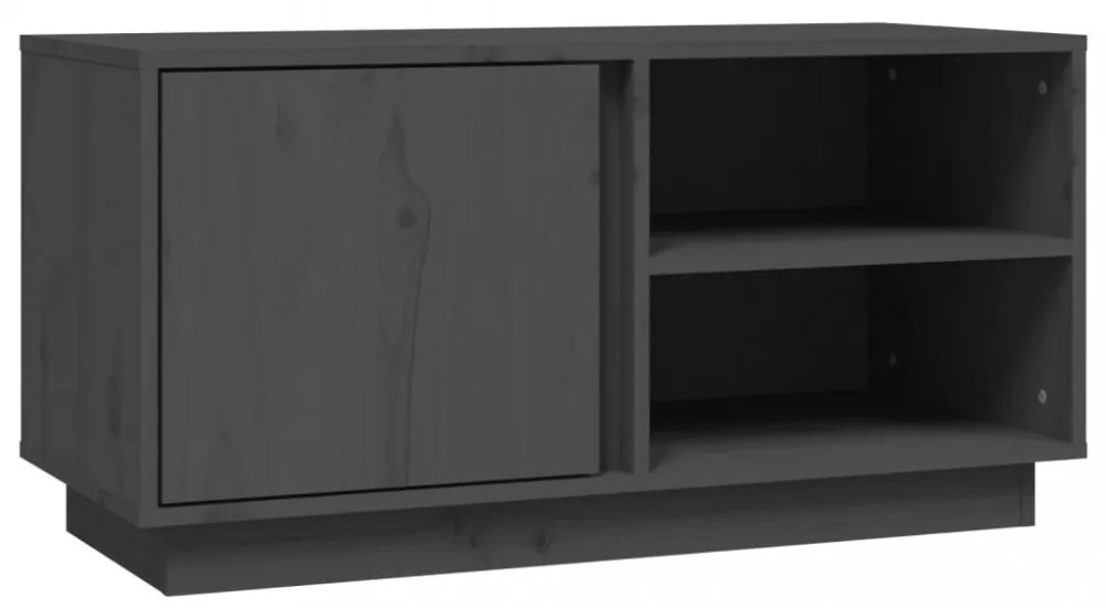 szürke tömör fenyőfa TV-szekrény 80 x 35 x 40,5 cm