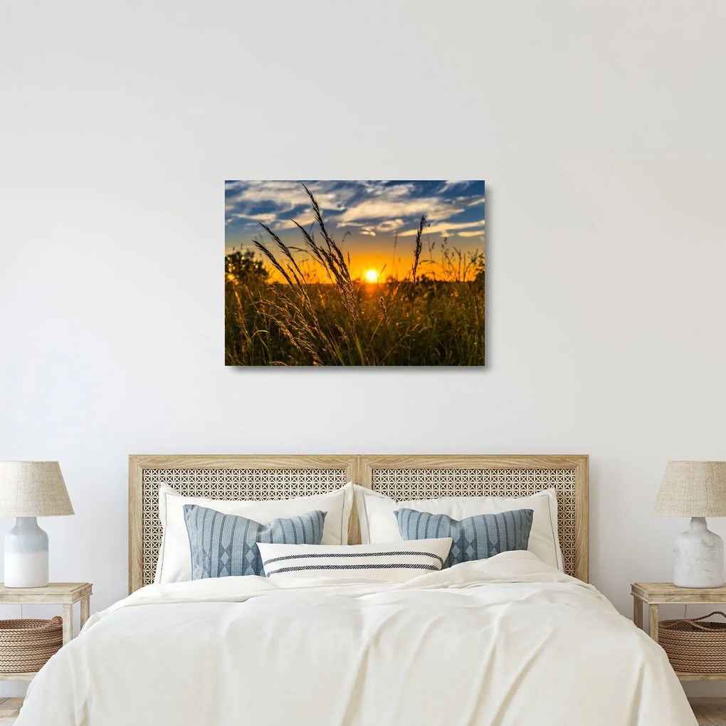 A mező naplementekor képe (üvegen) (70x50 cm)