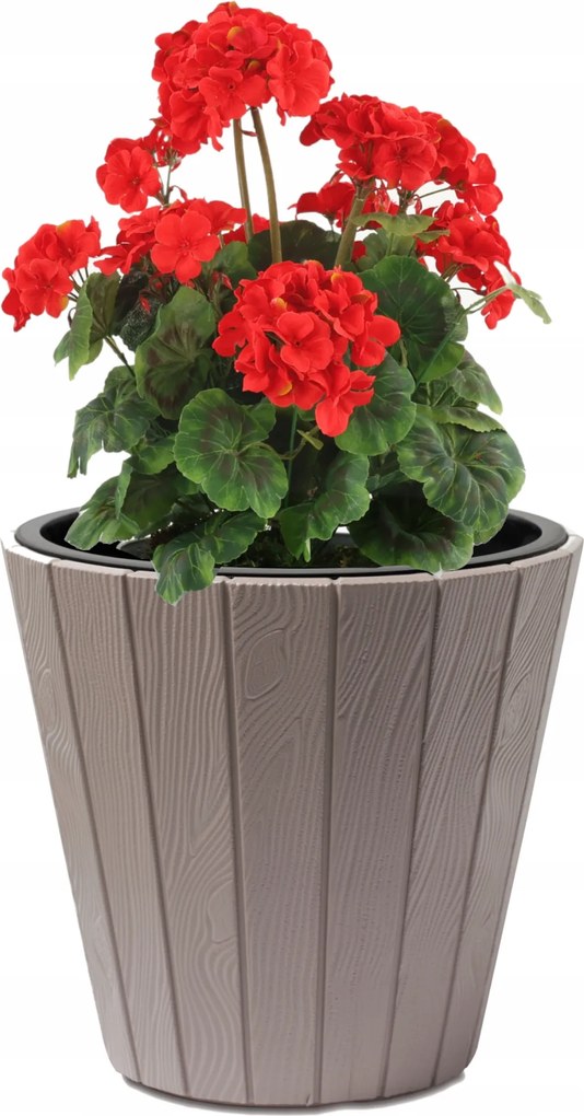 Kerek fa kaspó utánzat 21 L bézs Ø 35 cm stílusos és strapabíró