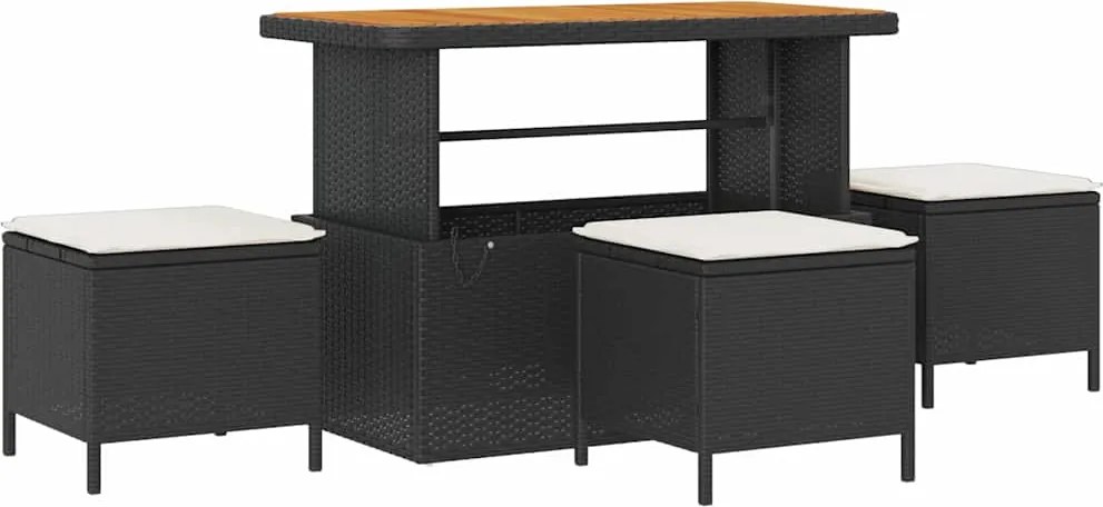 vidaXL Kerti Kanapé Szett párnával 10 pcs Fekete és Krém