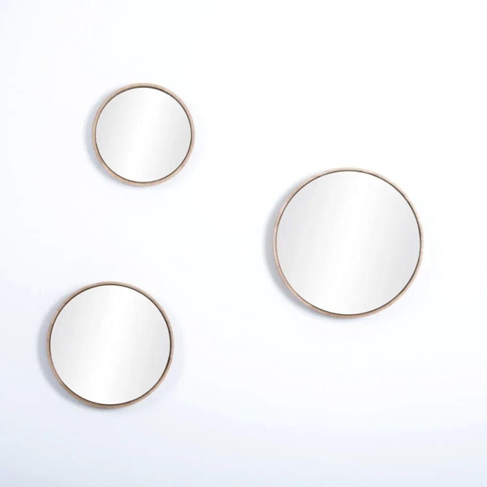 Look falitükör tömör tölgyfa kerettel, ⌀ 32 cm - Gazzda