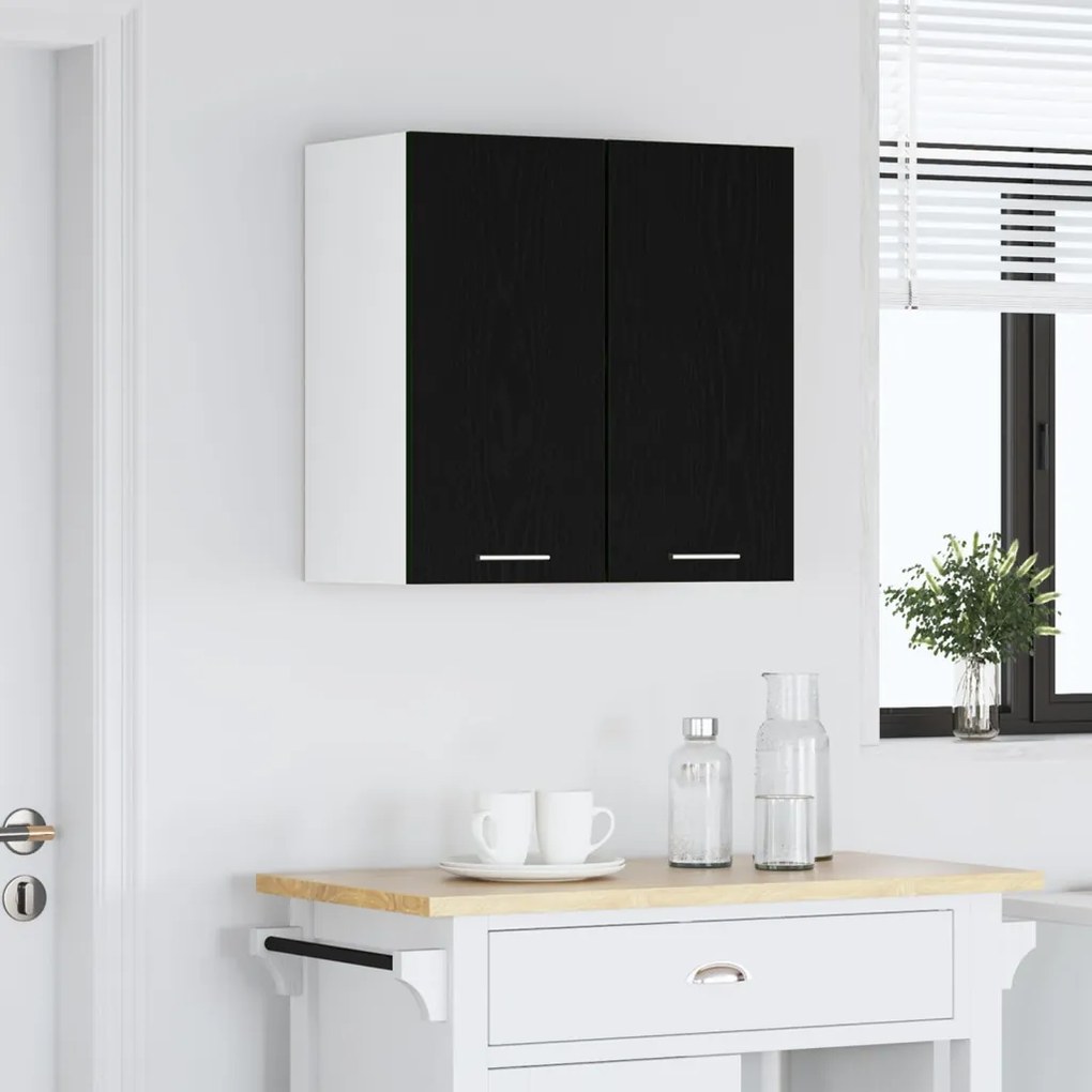 vidaXL Fekete Tölgy Fali Szekrény 60 x 31 x 60 cm Műanyagból