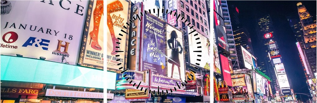Kép - New York Theater District (órával) (90x30 cm)