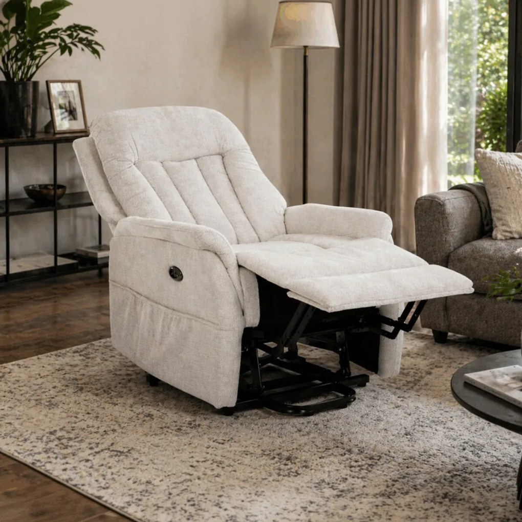 Elektromos relax fotel állítható háttámlával bézs szövet TV-Q8575 CRM2