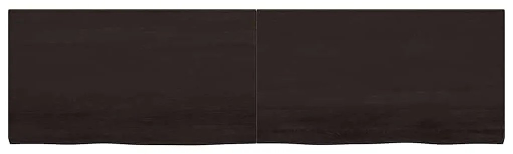 sötétbarna kezelt tömör fa fürdőszobai pult 220x60x(2-4) cm