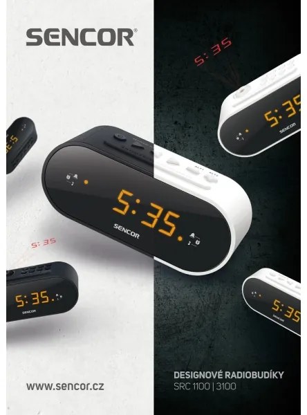 Sencor - Rádiós ébresztőóra LED kijelzővel és projektorral 5W/230V 1xCR2032 fehér