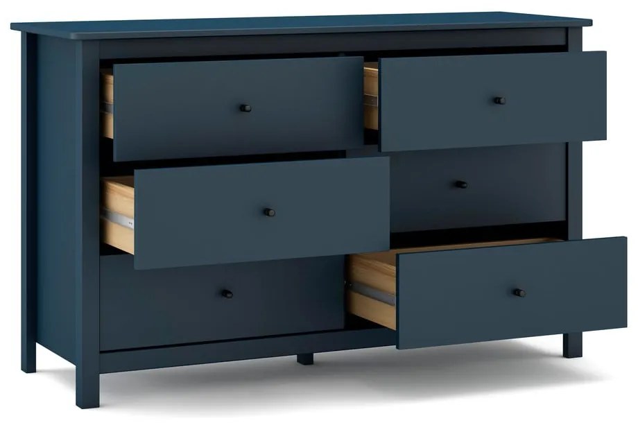 Sötétkék borovi fenyő alacsony komód 130x80 cm Misti – Marckeric