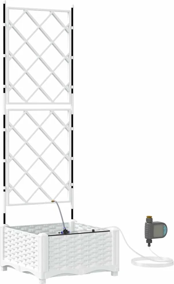 vidaXL Kerti cserép Fehér 40 x 40 x 126 cm Acél