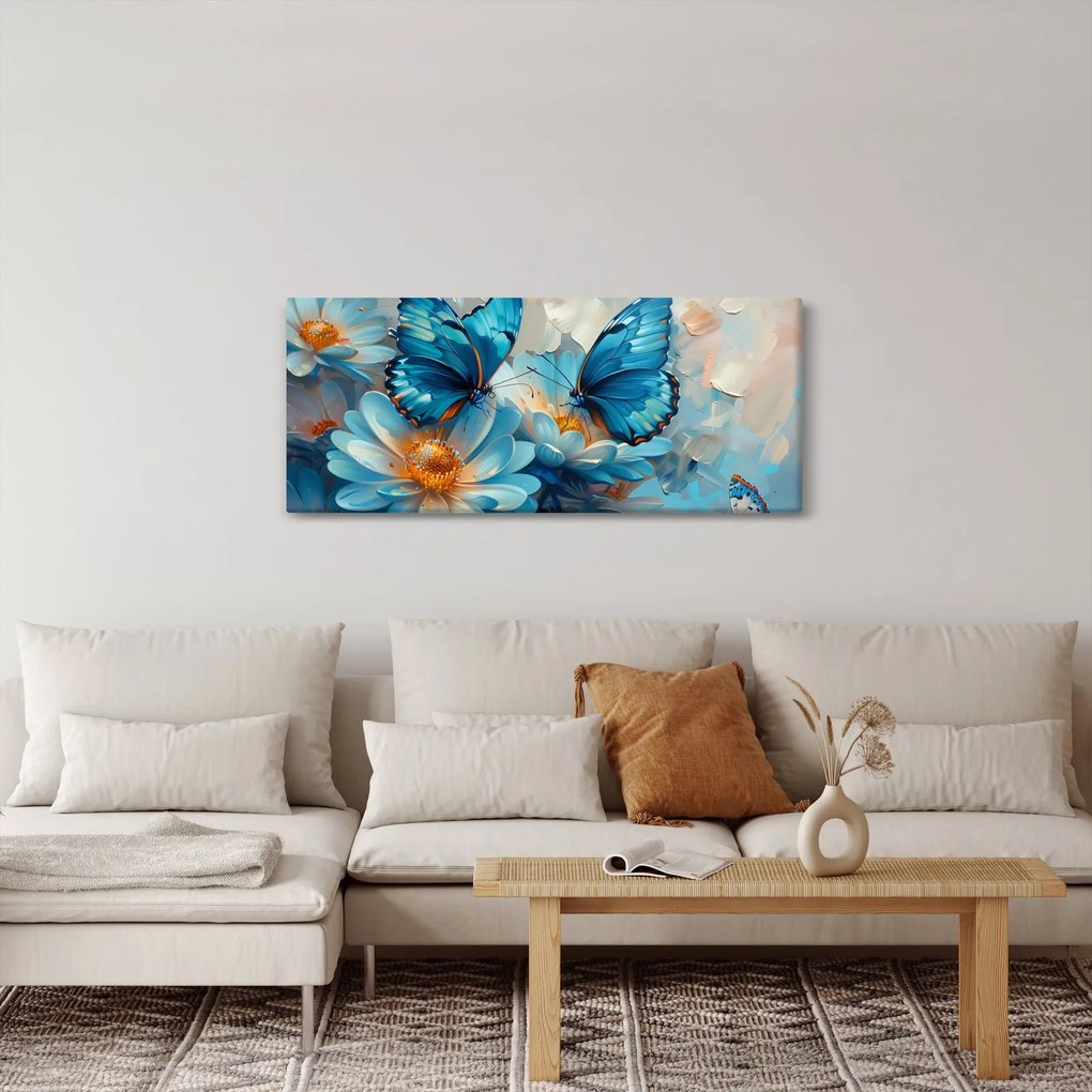 Kép - Kék pillangók (120x50 cm)