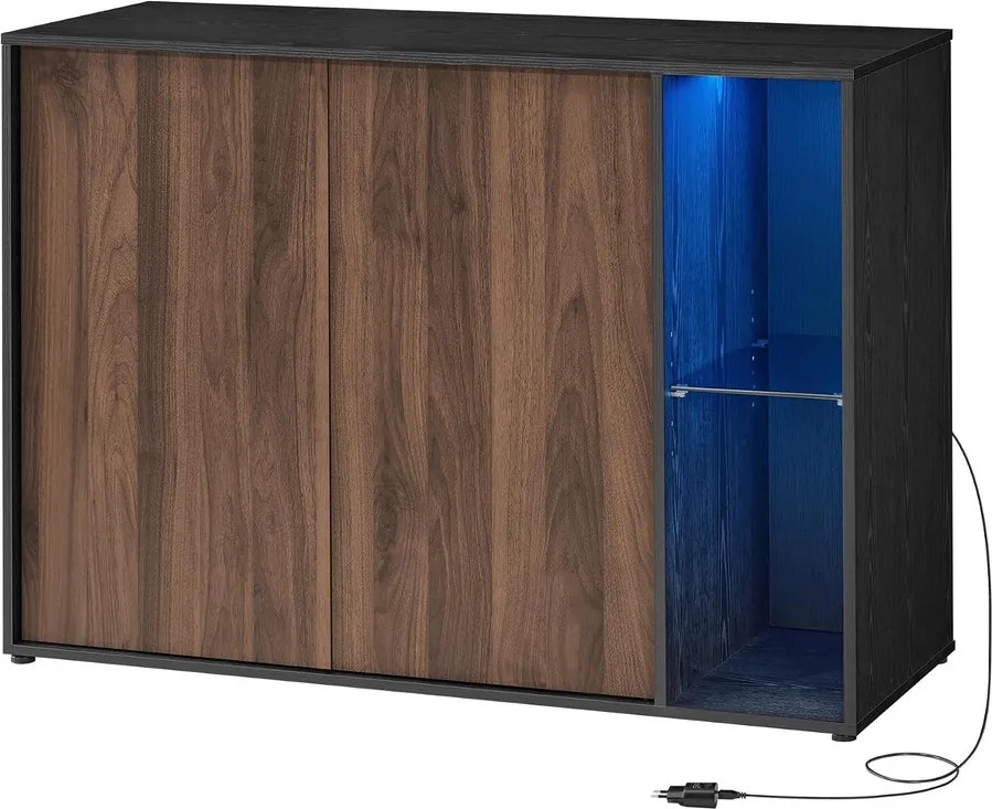 SONGMICS HOME Snapsemble TV-állvány és Tálalószekrény LED-del, KADIN, Fekete