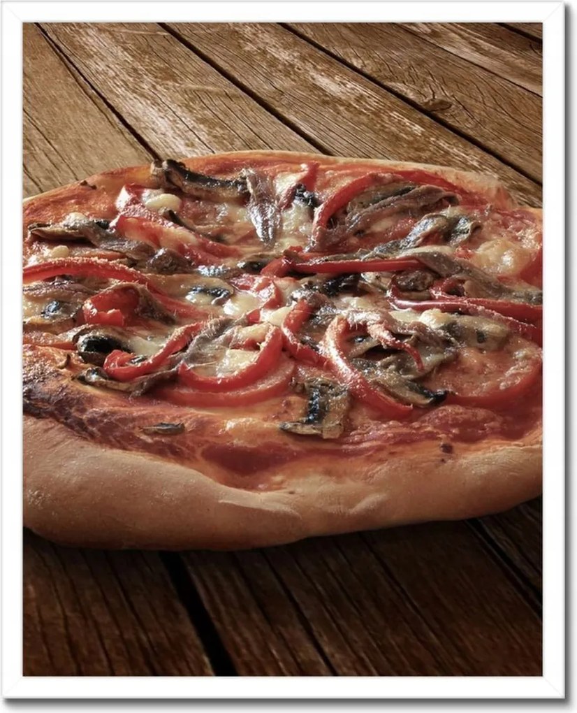 Poszterek keretben 40x50 Pizza egy fa asztalon