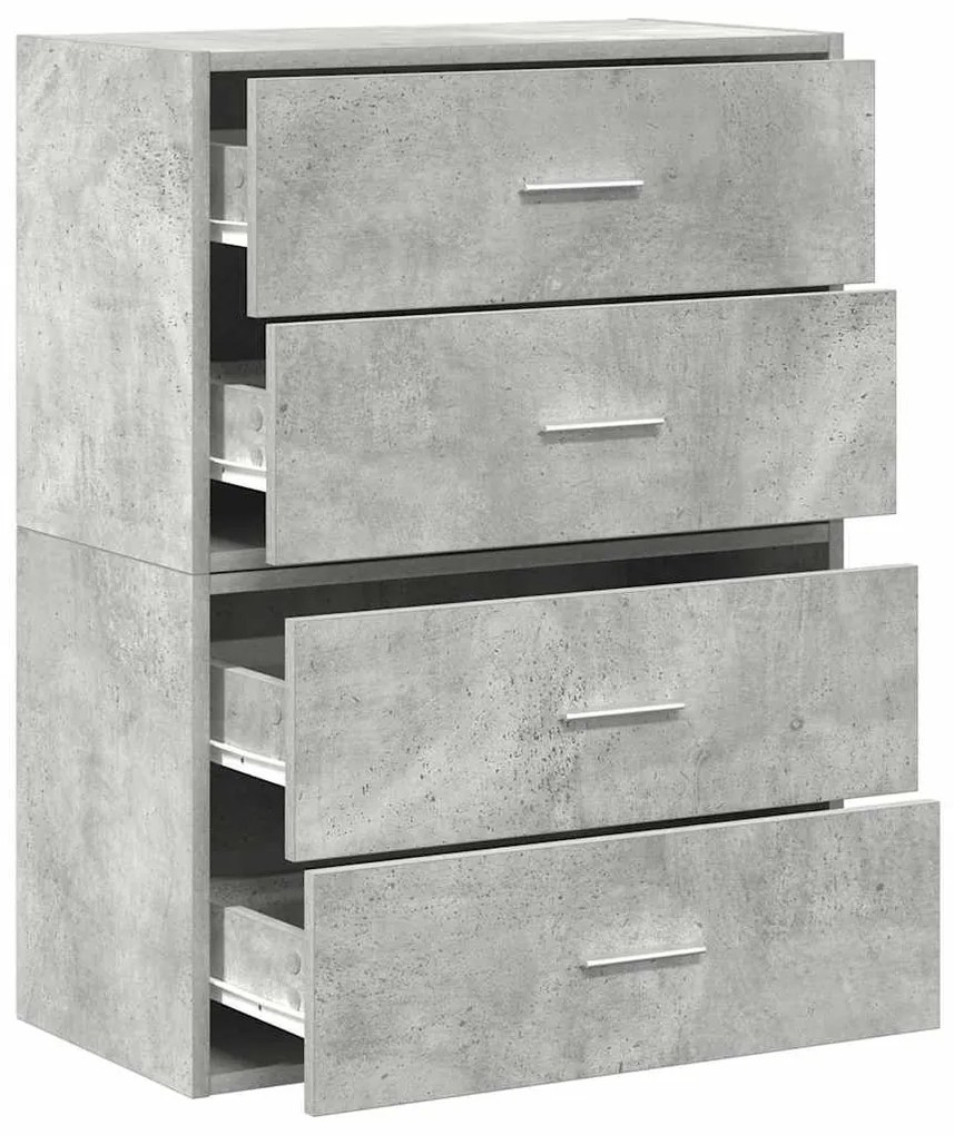 szekrények 2 fiókkal 2 db betonszürke 60x31x40 cm gépelt fa