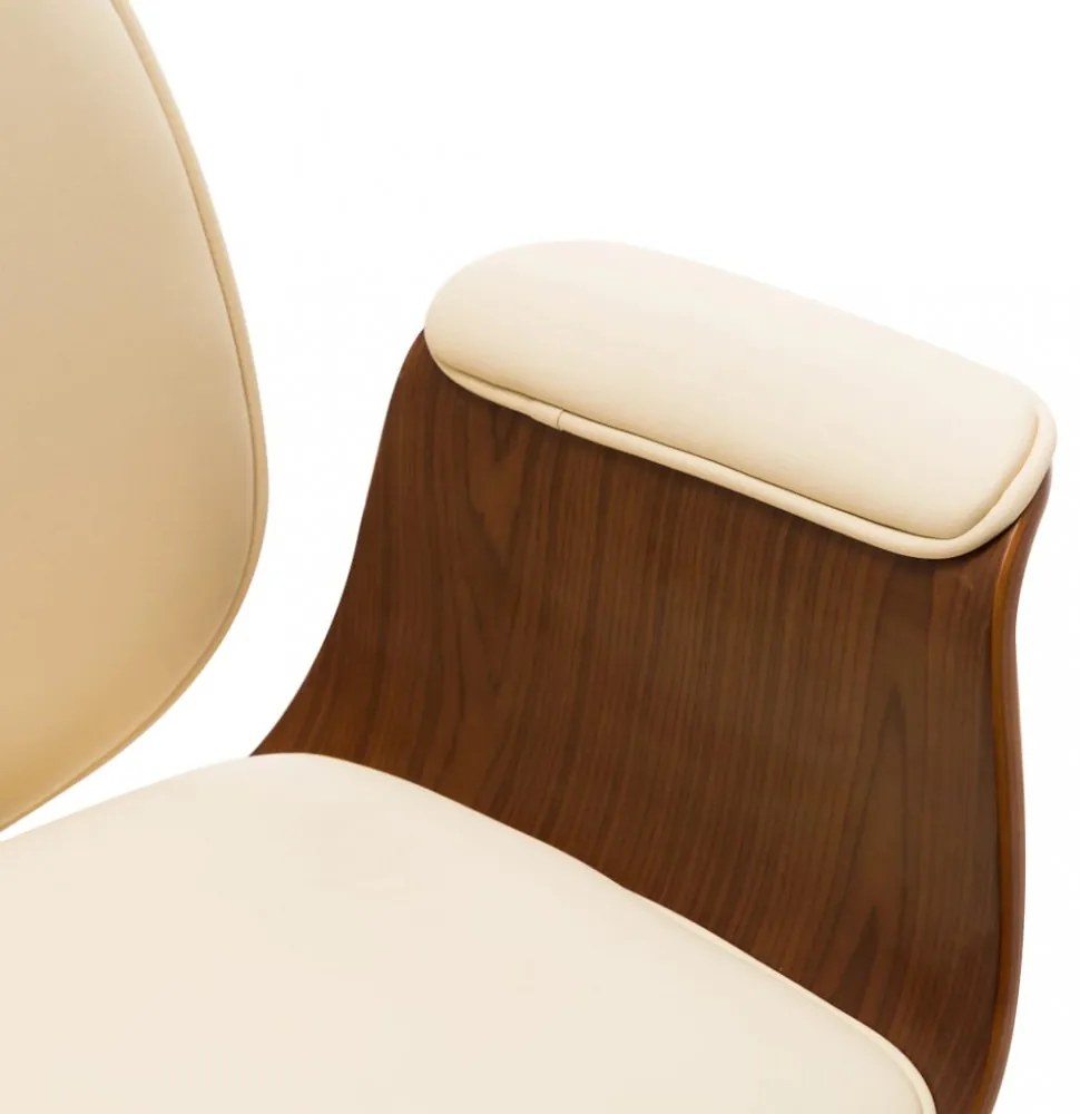 krémszínű hajlított fa és műbőr irodaszék