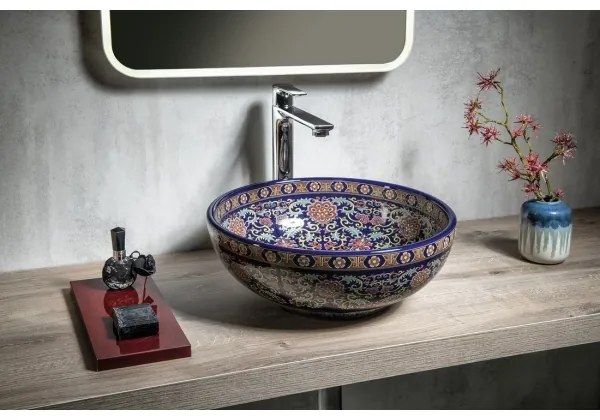 Sapho - PRIORI pultba ültethető mosdó Ø 41 cm kerámia/többszínű