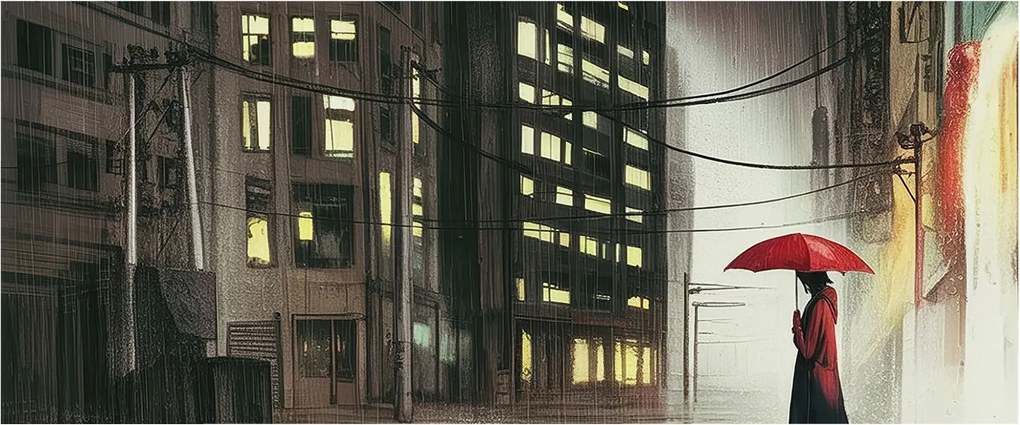 Fotótapéta Flizelin Dekoratív Hálószoba Eső város 250x104