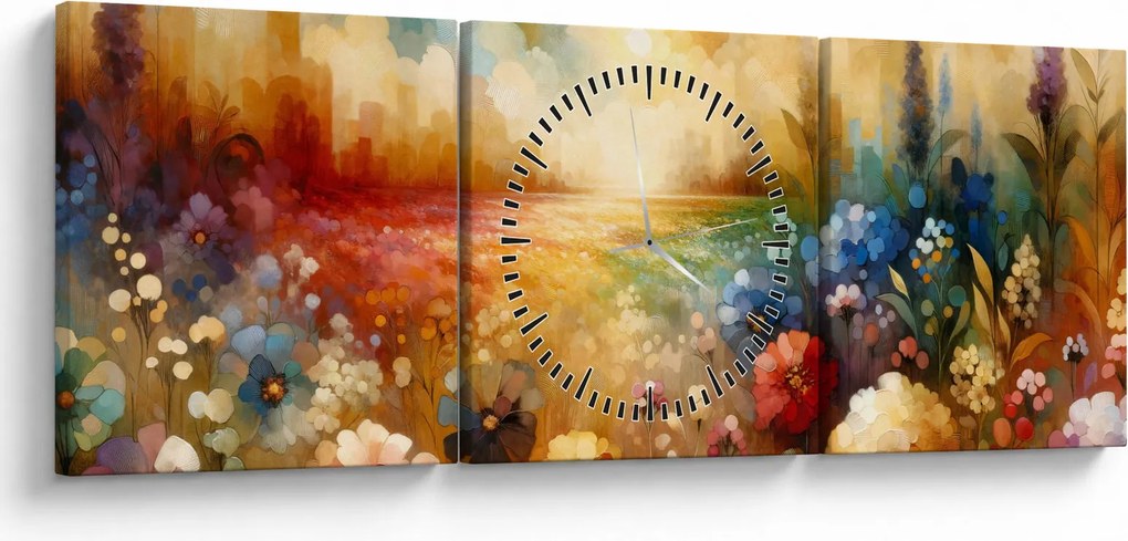 Kép - Színes rét (órával) (90x30 cm)