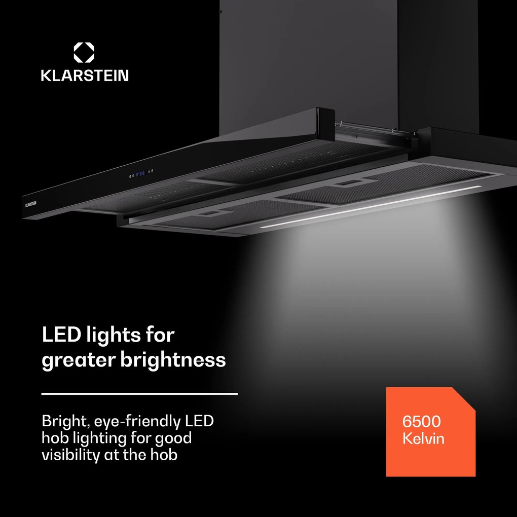 Klarstein Mariana 90 Neo, lapos páraelszívó, 90 cm, 640 m³/h, légelszívás, LED