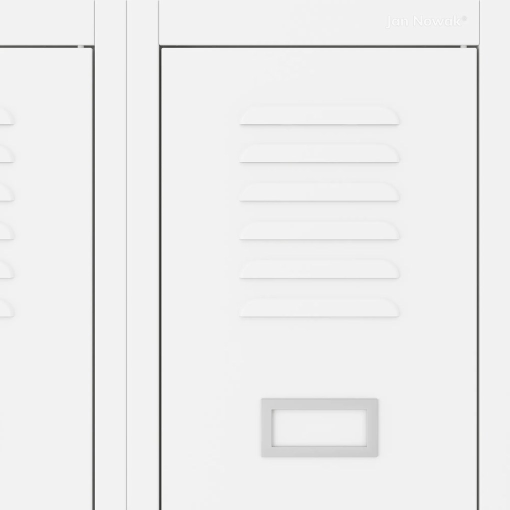 Fém kétrekeszes munkavállalói szekrény fehér: KACPER II, 600 x 1800 x 500 mm