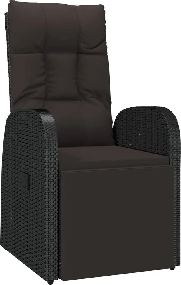 vidaXL fekete dönthető háttámlás polyrattan kerti szék párnával