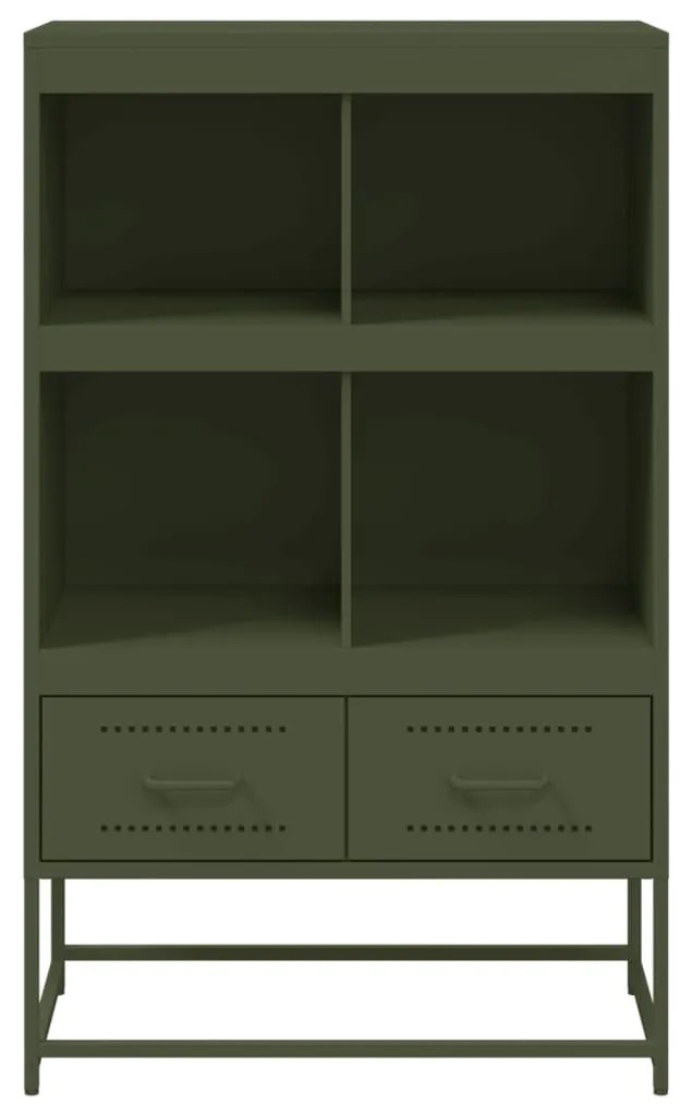 olívazöld acél magasszekrény 68x39x111,5 cm
